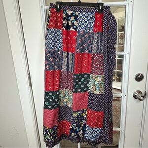Artisan Colorful Wrap Patchwork Maxi Skirt Size 10